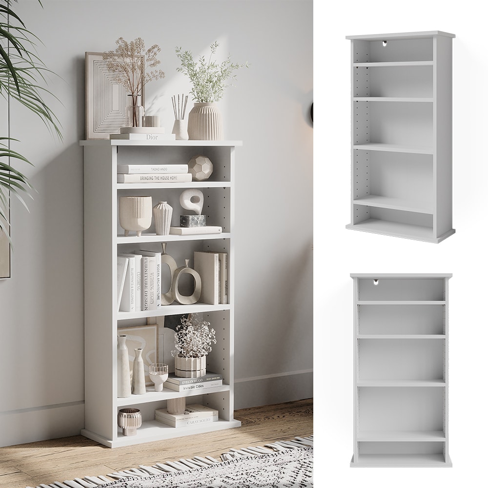 Vicco B&uuml;cherregal Cord Wei&szlig; 48,3 x 91,4 cm mit 5 Ablagen - Bild 1