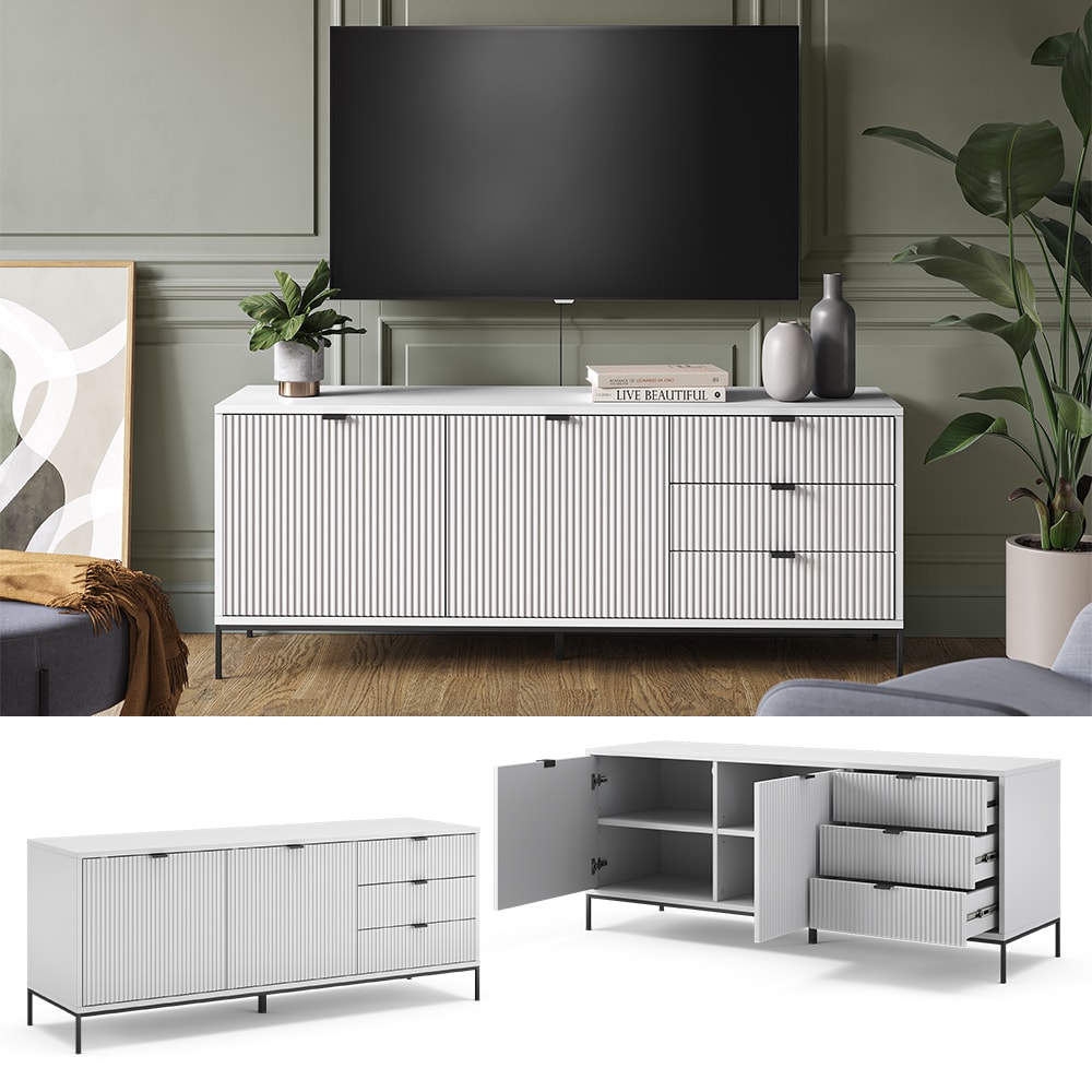 Vicco Lowboard Eliza Wei&szlig; 150,1 x 60 cm mit 3 Schubladen und 2 T&uuml;ren - Bild 1