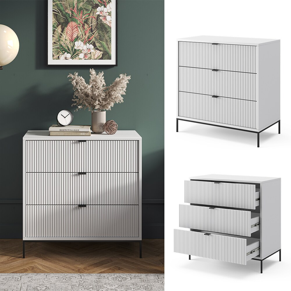 Vicco Kommode Eliza Weiß 80 x 81,2 cm mit 3 Schubladen | 04066731444649