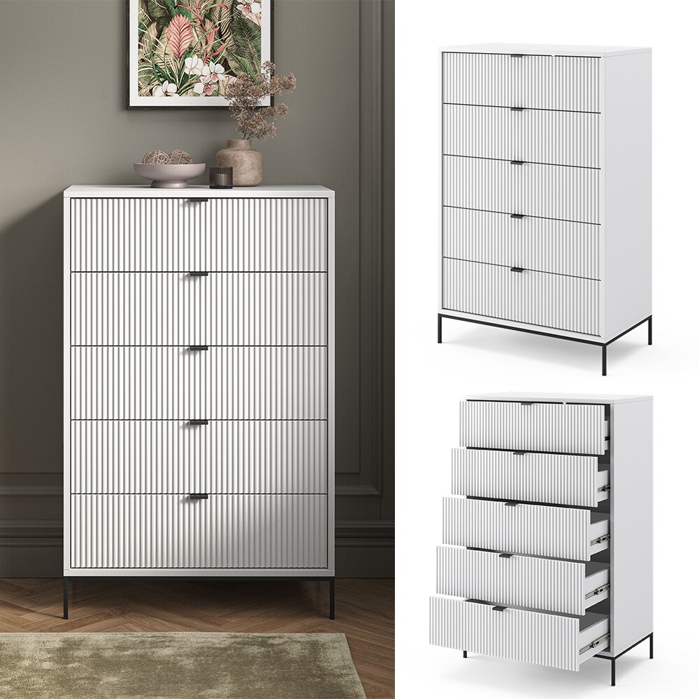 Vicco Kommode Eliza Weiß 76 x 120 cm mit 5 Schubladen | 04066731444663