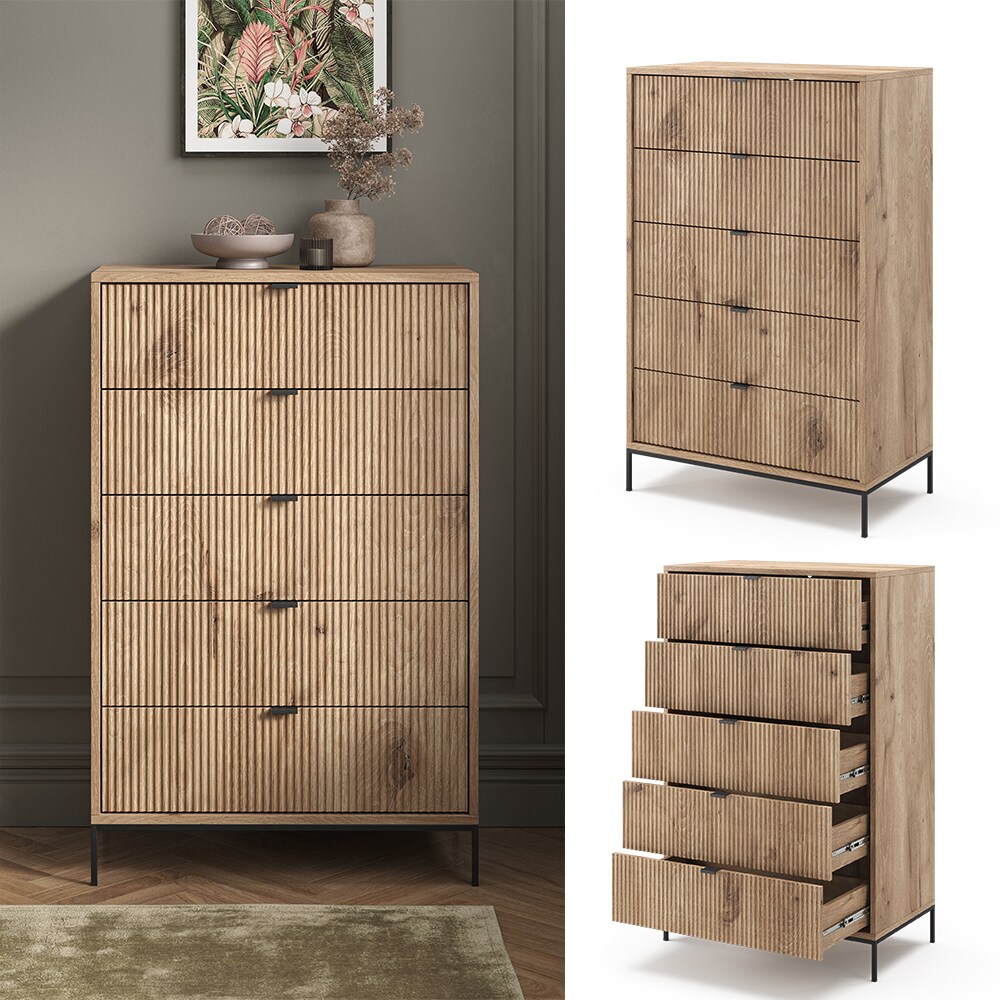 Vicco Kommode Eliza Viking Oak 76 x 120 cm mit 5 Schubladen - Bild 1