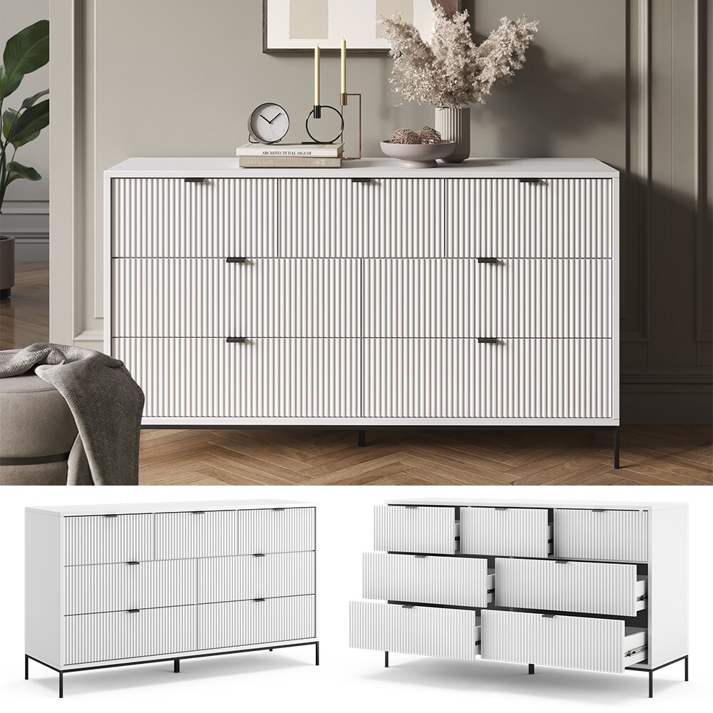 Vicco Sideboard Eliza Weiß 140 x 81 cm mit 7 Schubladen | 04066731444687