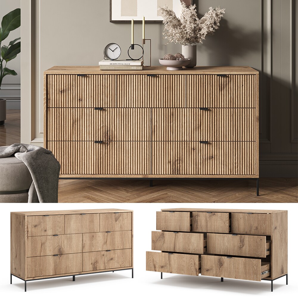 Vicco Sideboard Eliza Viking Oak 140 x 81 cm mit 7 Schubladen - Bild 1