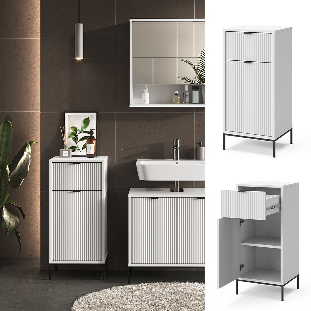 Vicco Midischrank Eliza Weiß 40 x 87 cm mit Tür und Schublade | 04066731444816