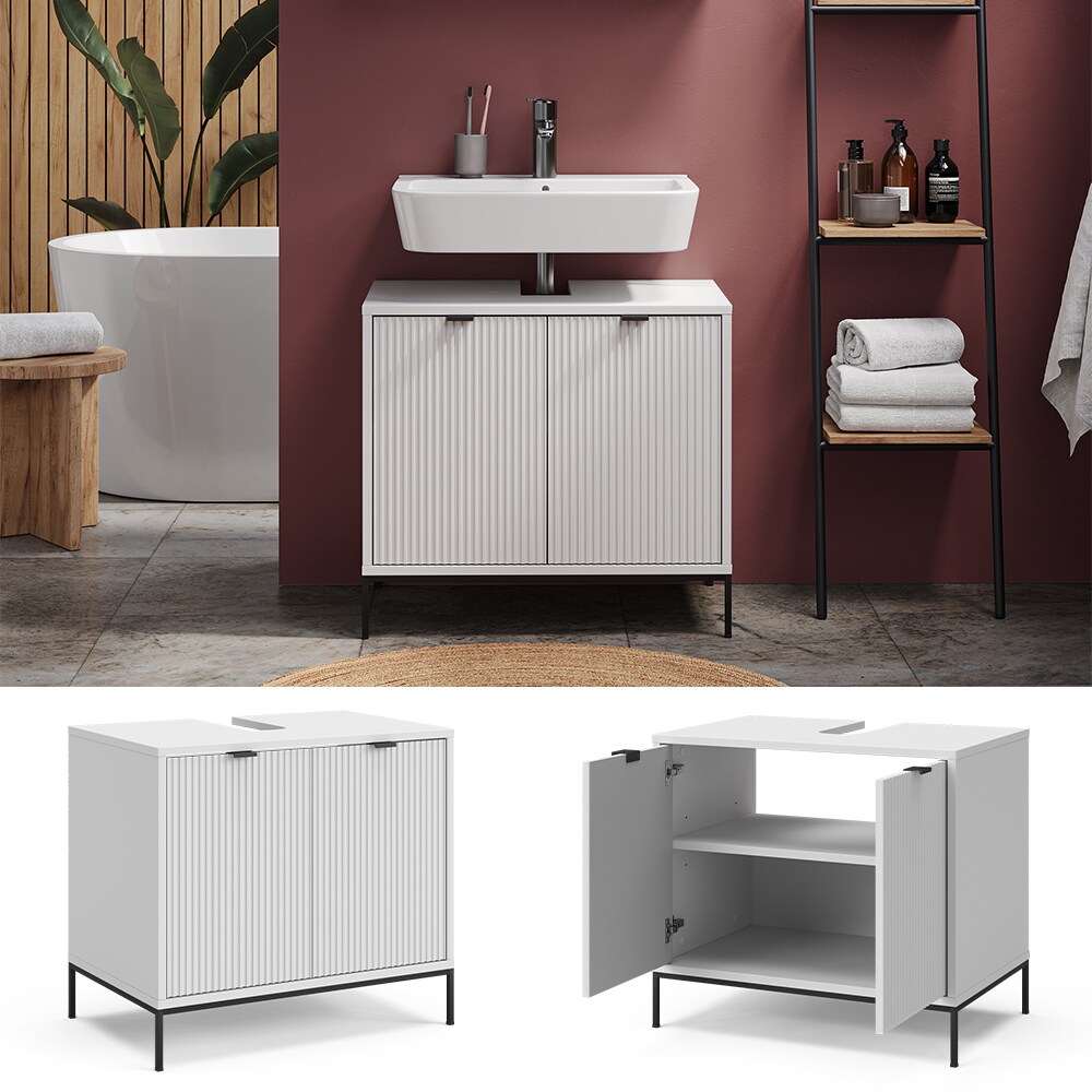 Vicco Waschbeckenunterschrank Eliza Wei&szlig; 70 x 63 cm mit 2 T&uuml;ren - Bild 1