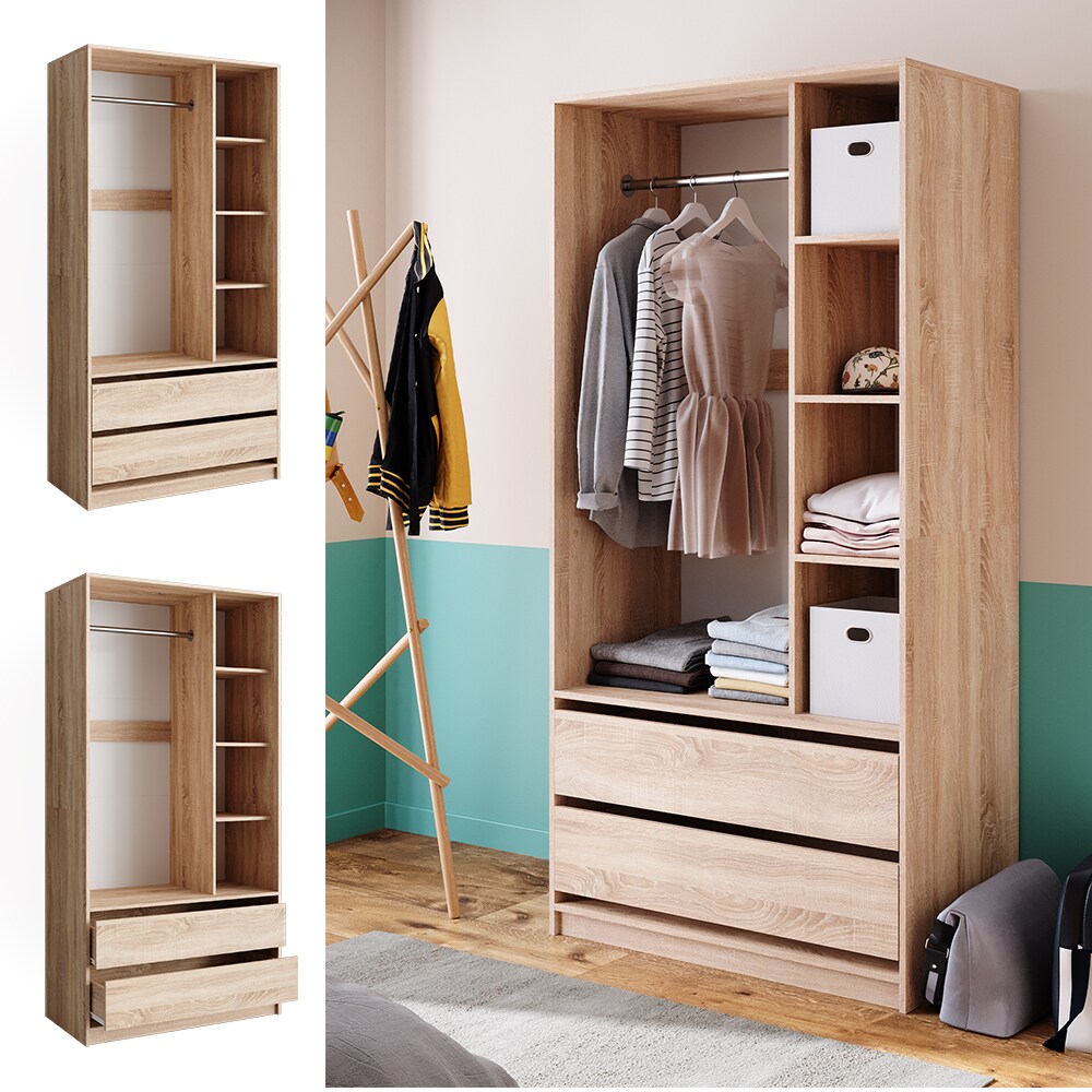 Vicco Kleiderschrank Elmo Eiche 100 x 200 cm mit 2 Schubladen | 04066731415601
