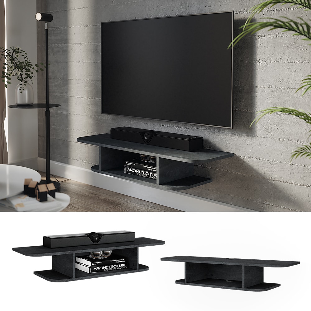 Vicco CD-Regal Lorio Schwarz Beton 105 x 18,2 cm offene F&auml;cher - Bild 1