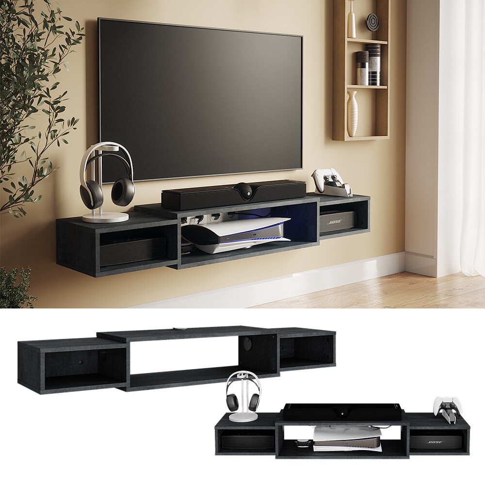 Vicco CD-Regal Nordic Schwarz Beton 140 x 20 cm offenes Regal - Bild 1