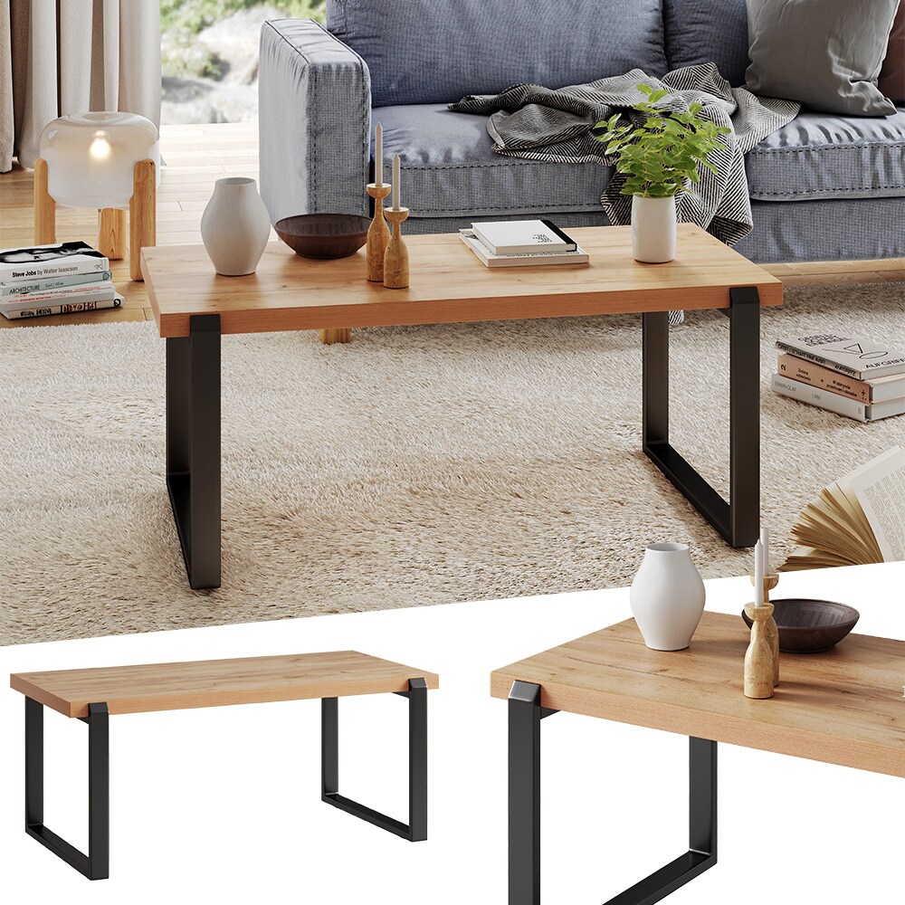 Vicco Couchtisch Halifax Eiche Schwarz 110 x 46 cm mit einem Metallrahmen - Bild 1