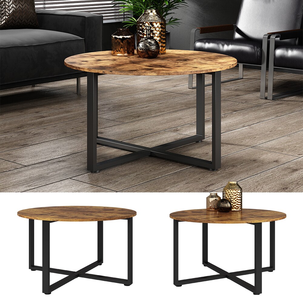 Vicco Couchtisch Fyrk Eiche Schwarz 80 x 47 cm mit Metallrahmen - Bild 1