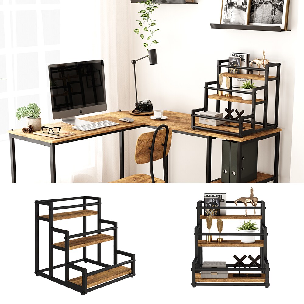 Vicco Treppenregal Fyrk Eiche Schwarz 33 x 34 cm mit 3 Ebenen - Bild 1