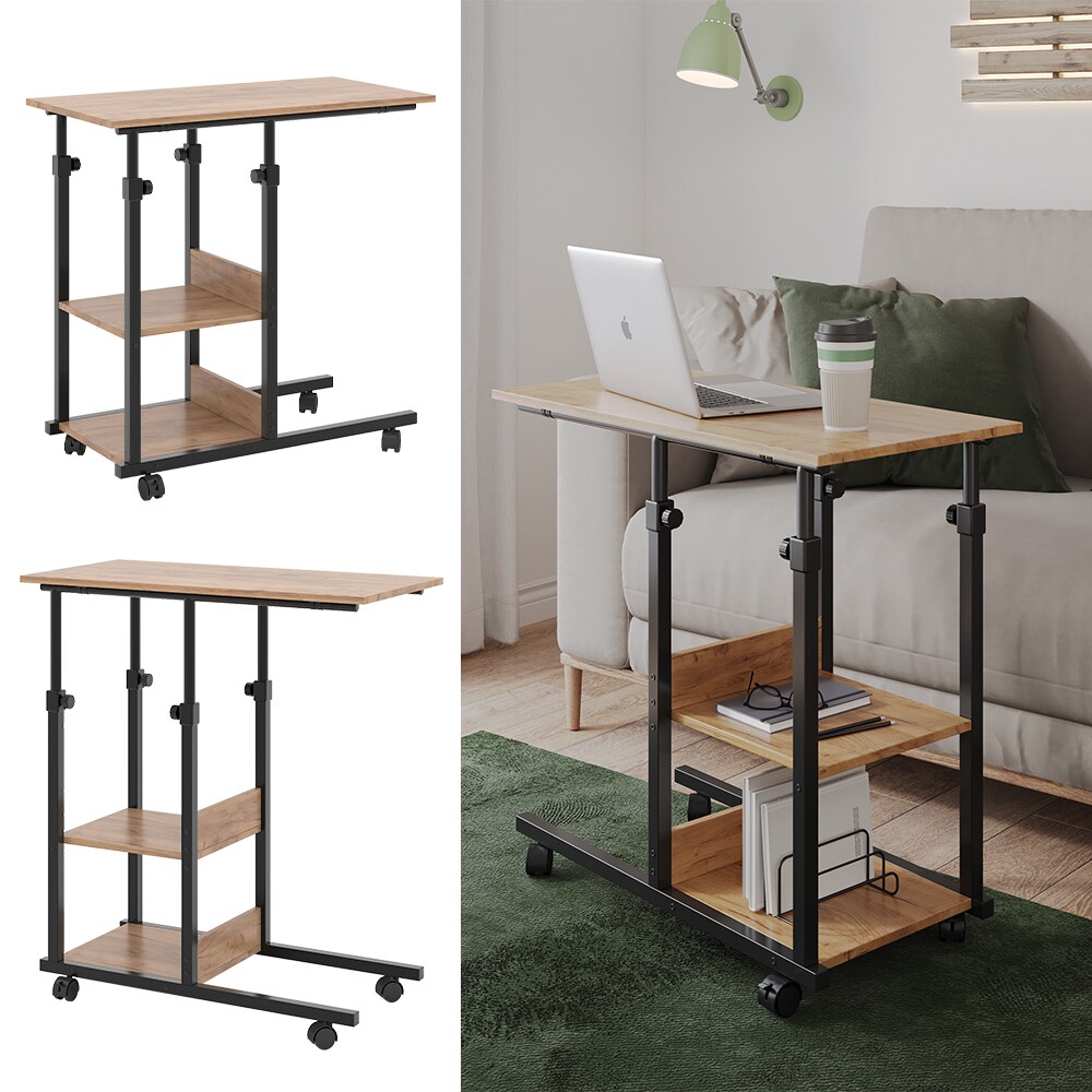 Vicco Beistelltisch Liam Eiche Schwarz 89 x 80 cm mit Rollen - Bild 1