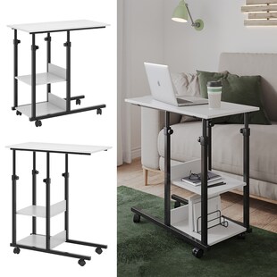 Vicco Beistelltisch Liam Weiß Schwarz 89 x 80 cm mit Rollen - Bild 1