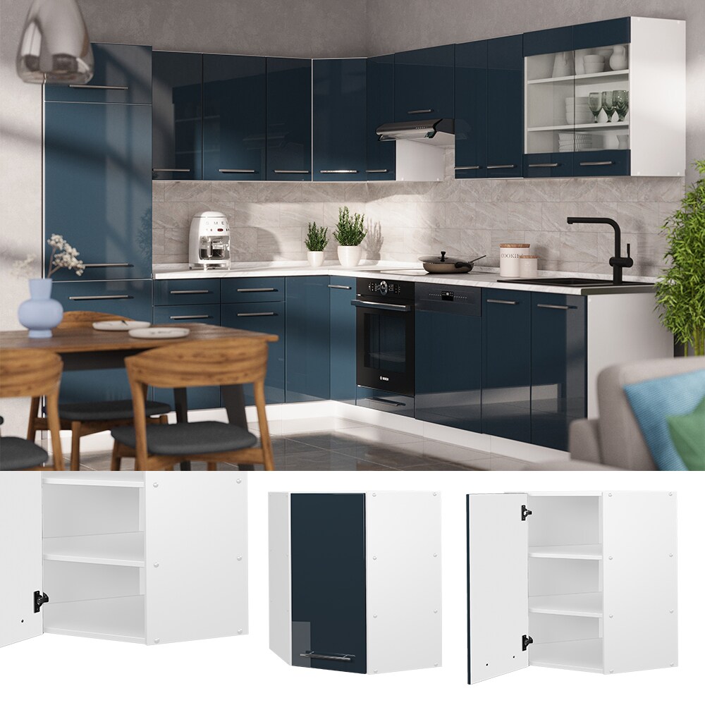 Vicco Eckh&auml;ngeschrank Fame-Line Wei&szlig; Dunkelblau Hochglanz 57 cm - Bild 1