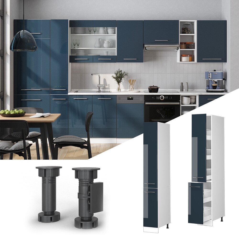 Vicco Apothekerhochschrank Fame-Line Wei&szlig; Dunkelblau Hochglanz 30 cm - Bild 1