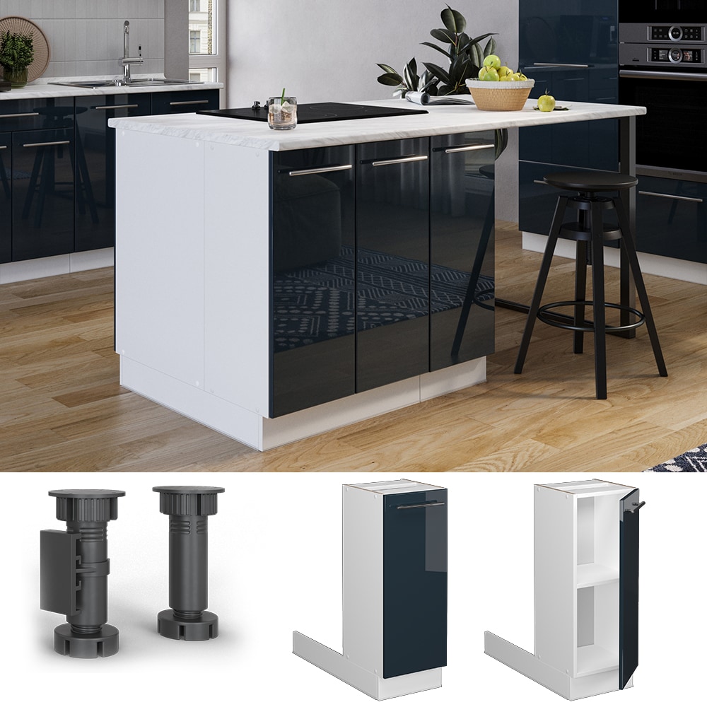 Vicco Regalinselunterschrank Fame-Line Wei&szlig; Dunkelblau Hochglanz 30 cm - Bild 1