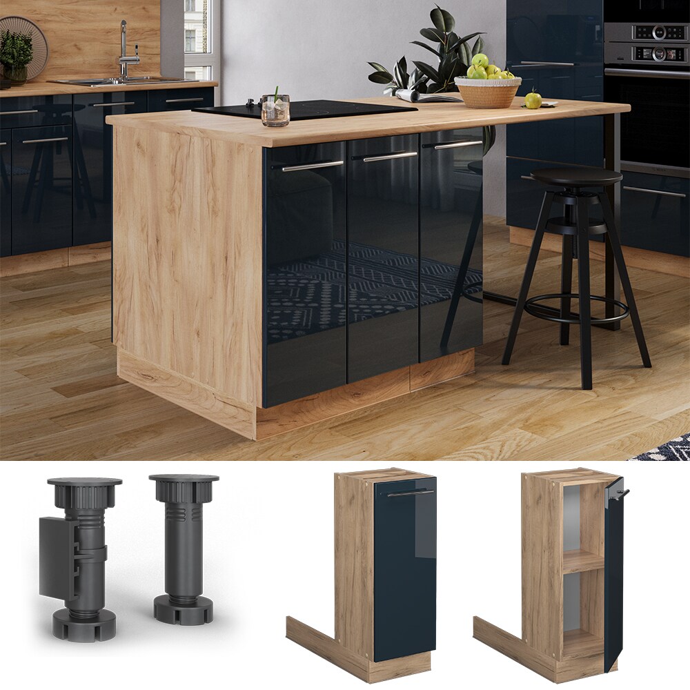 Vicco Regalinselunterschrank Fame-Line Eiche Dunkelblau Hochglanz 30 cm - Bild 1