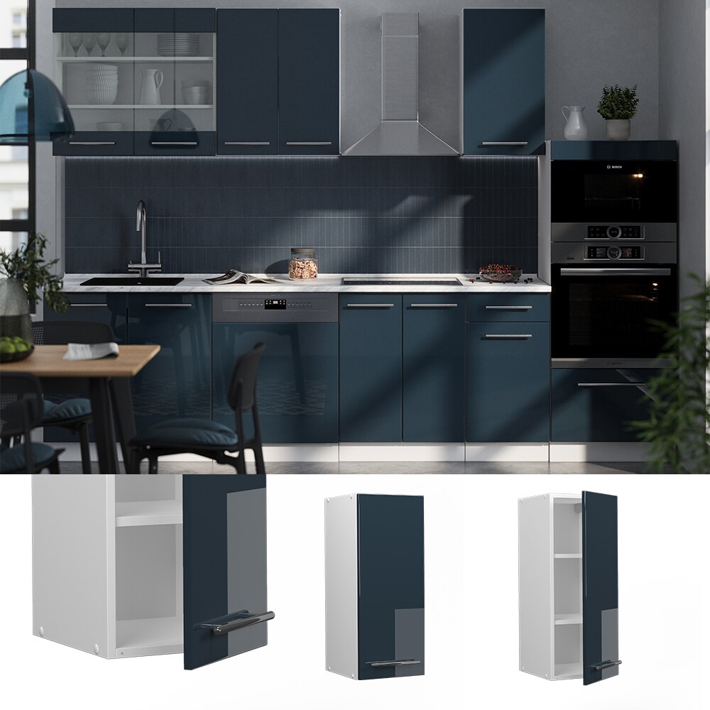 Vicco H&auml;ngeschrank Fame-Line Wei&szlig; Dunkelblau Hochglanz 30 cm - Bild 1