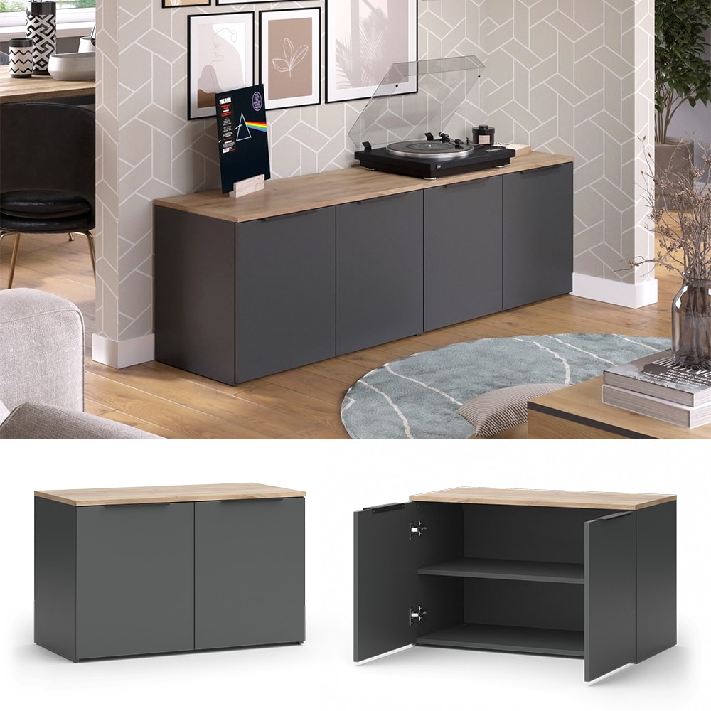 Vicco Wohnwand Wido Anthrazit Eiche 2 Teile - Bild 1