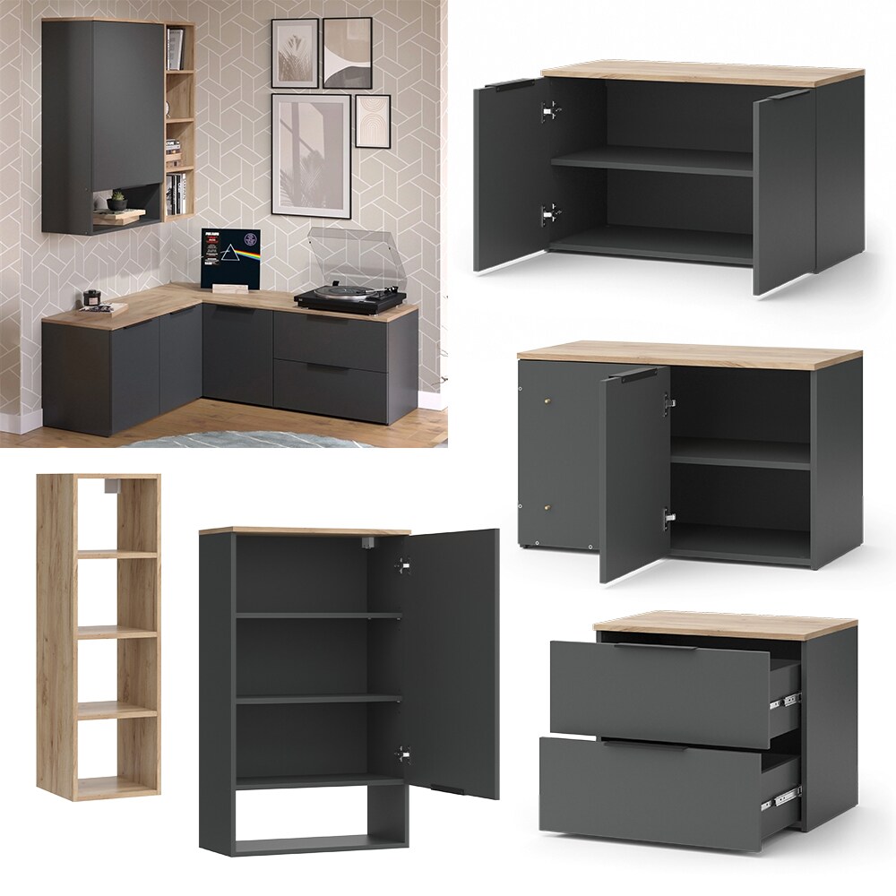 Vicco Wohnwand Wido Anthrazit Eiche 5 Teile - Bild 1