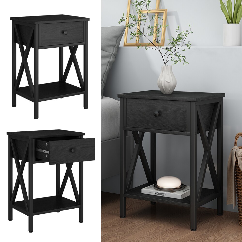 Vicco Nachttisch Keno Schwarz 40 x 55 cm 2er Set - Bild 1