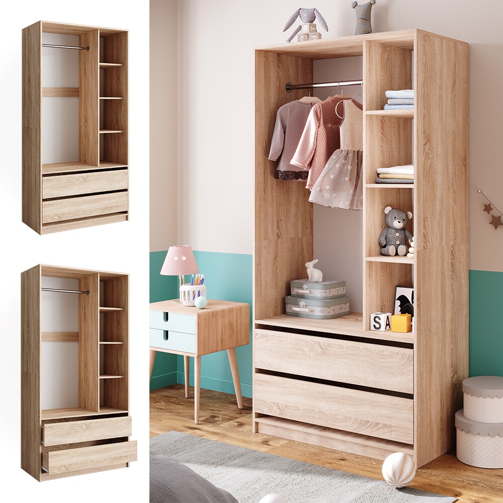 Vicco Kinderkleiderschrank Elmo Eiche 100 x 200 cm mit 2 Schubladen | 04066731415625