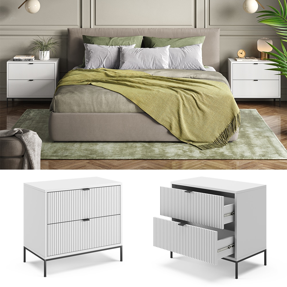 Vicco Nachttisch Eliza Wei&szlig; 2er Set - Bild 1