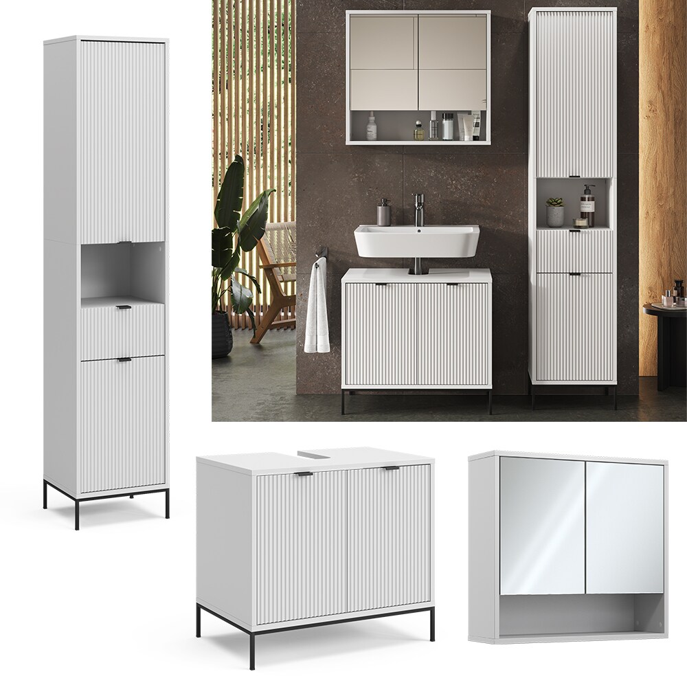 Vicco Badmöbel-Set Eliza Weiß 3 Teile mit Hochschrank