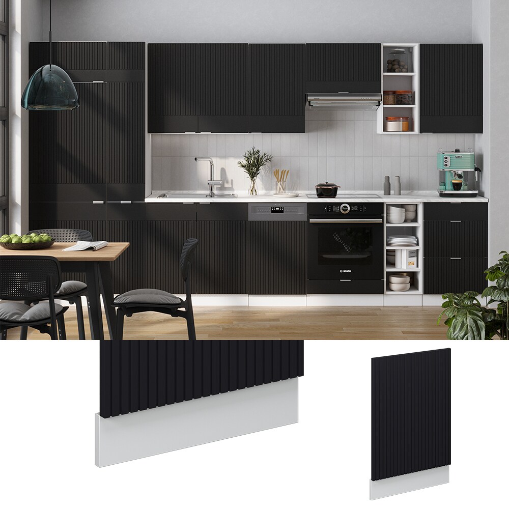 Vicco Geschirrspülerblende Fame-Line Weiß Schwarz gestreift 45 cm ohne Arbeitsplatte