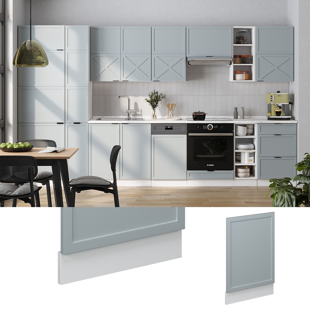 Vicco Geschirrsp&uuml;lerblende Fame-Line Wei&szlig; Hellblau-Grau gerahmt 45 cm ohne Arbeitsplatte - Bild 1