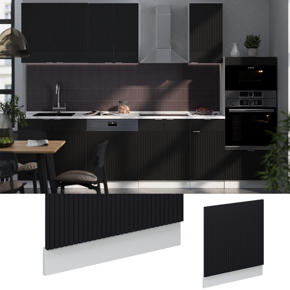 Vicco Geschirrspülerblende Fame-Line Weiß Schwarz gestreift 60 cm ohne Arbeitsplatte