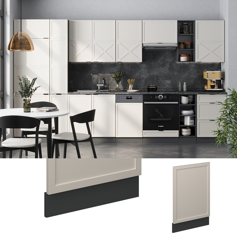 Vicco Geschirrspülerblende Fame-Line Anthrazit Grau-Beige gerahmt 45 cm ohne Arbeitsplatte