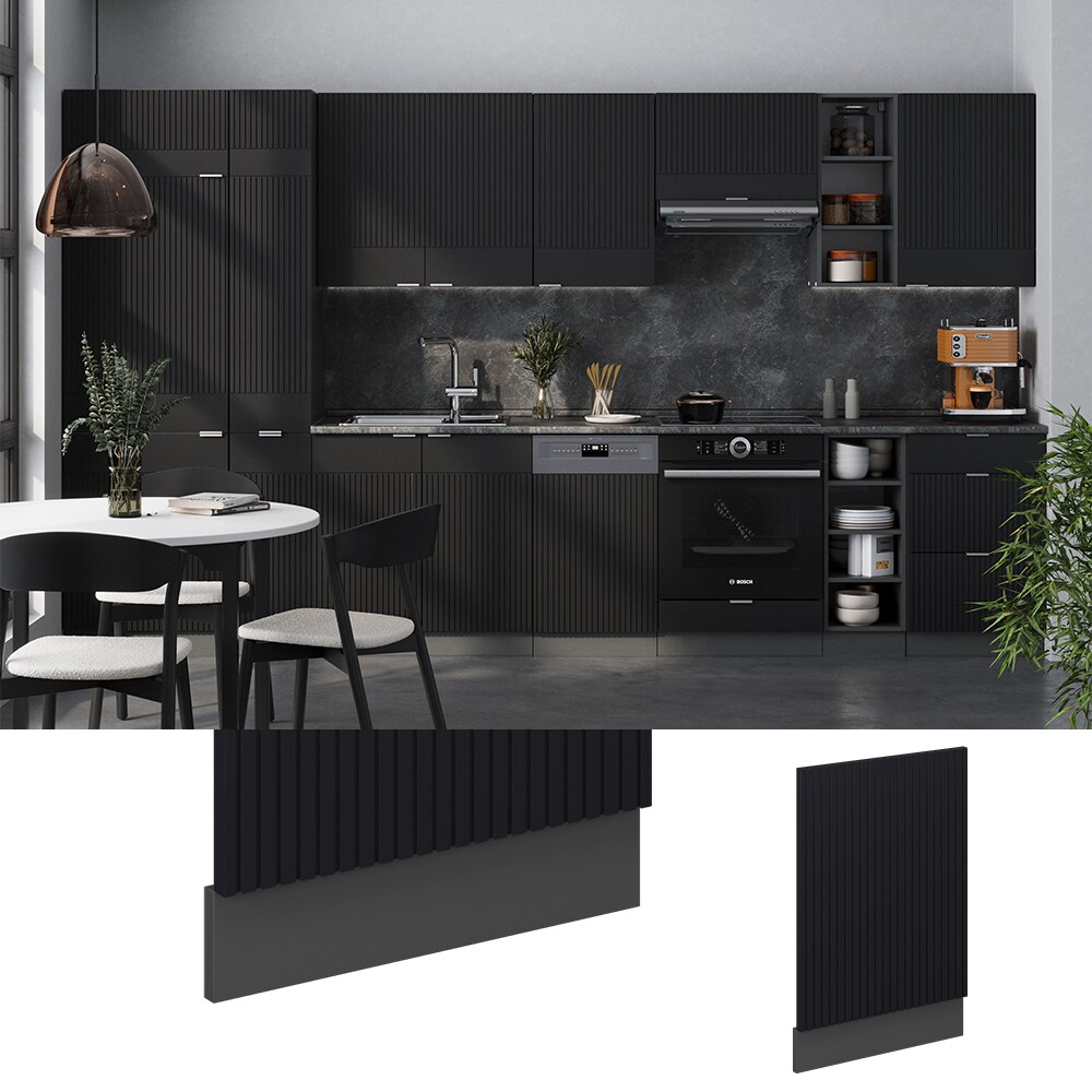 Vicco Geschirrspülerblende Fame-Line Anthrazit Schwarz gestreift 45 cm ohne Arbeitsplatte