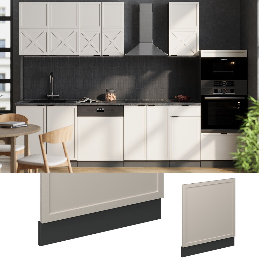 Vicco Geschirrspülerblende Fame-Line Anthrazit Grau-Beige gerahmt 60 cm ohne Arbeitsplatte