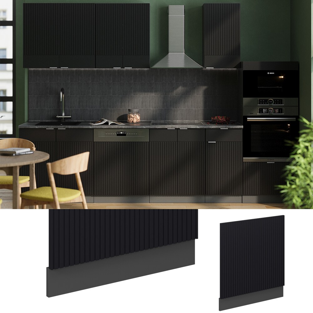 Vicco Geschirrspülerblende Fame-Line Anthrazit Schwarz gestreift 60 cm ohne Arbeitsplatte