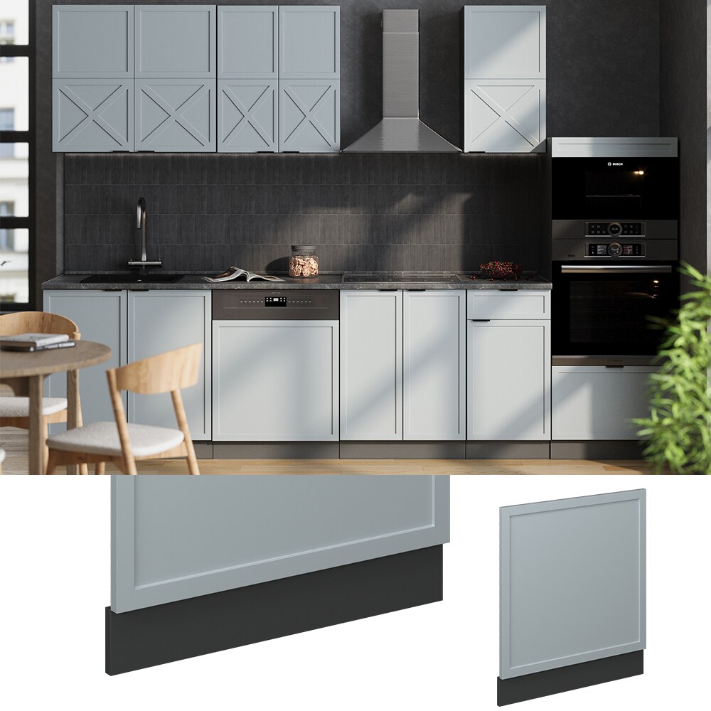 Vicco Geschirrspülerblende Fame-Line Anthrazit Hellblau-Grau gerahmt 60 cm ohne Arbeitsplatte