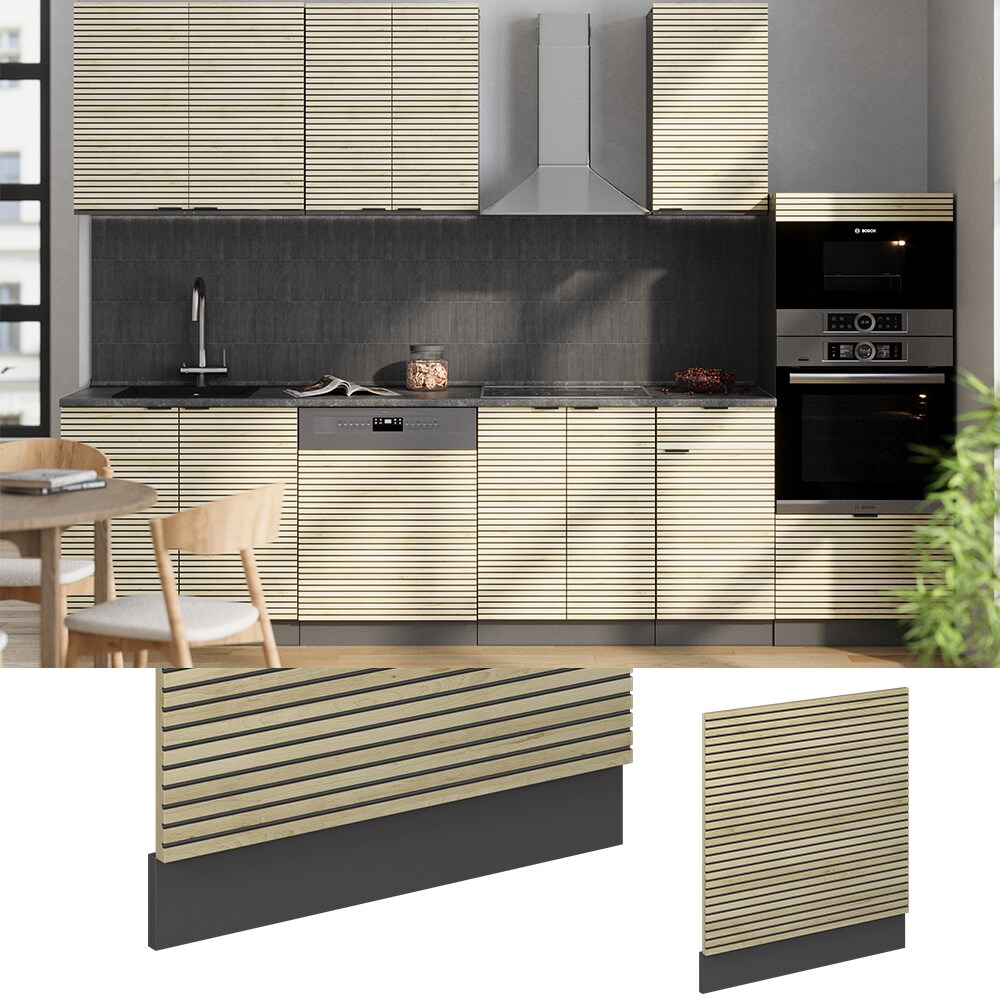 Vicco Geschirrspülerblende Fame-Line Anthrazit Eiche gefräst 60 cm ohne Arbeitsplatte