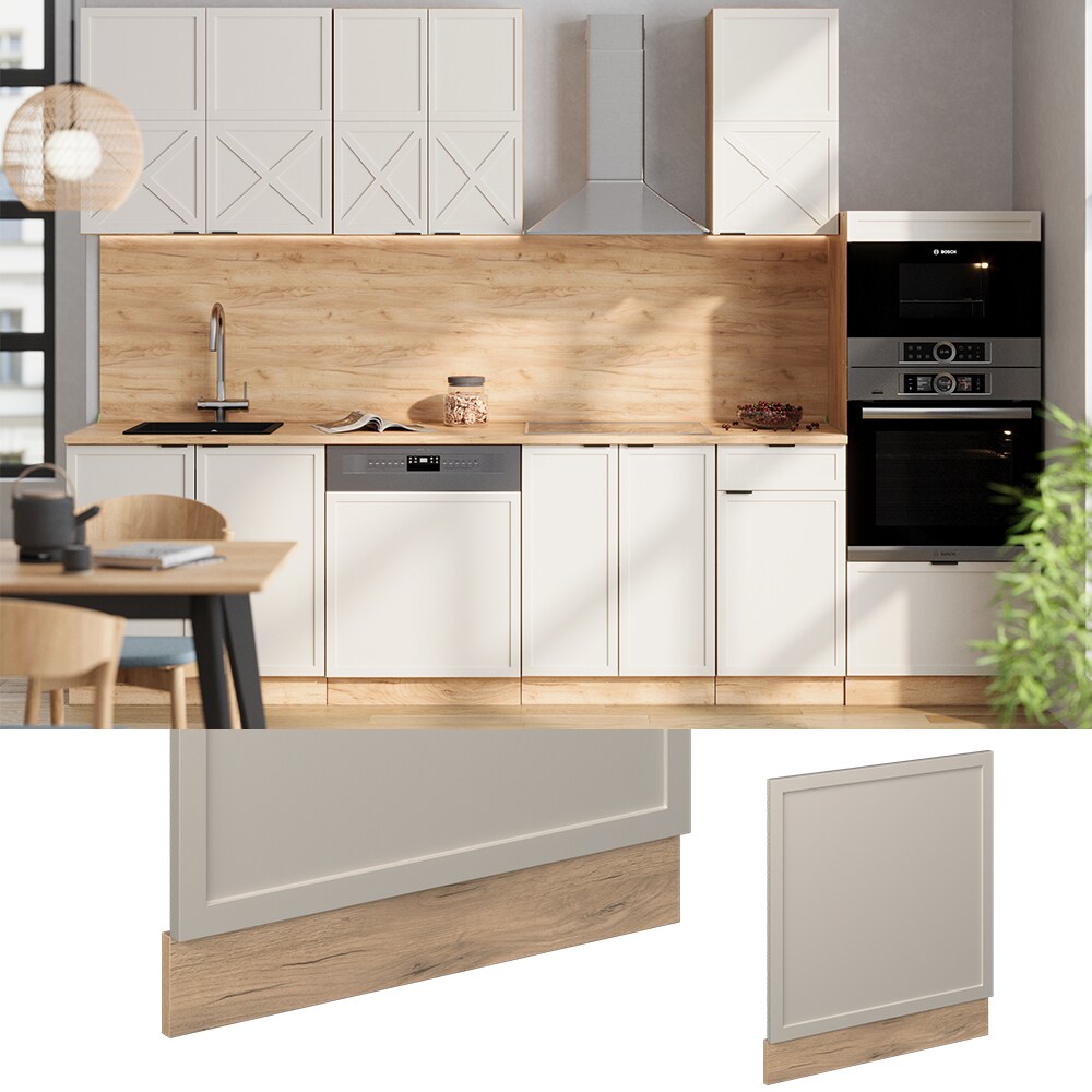 Vicco Geschirrspülerblende Fame-Line Eiche Grau-Beige gerahmt 60 cm ohne Arbeitsplatte