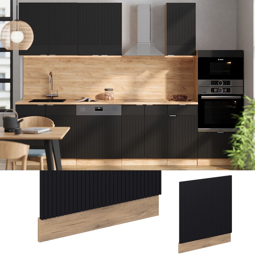 Vicco Geschirrspülerblende Fame-Line Eiche Schwarz gestreift 60 cm ohne Arbeitsplatte