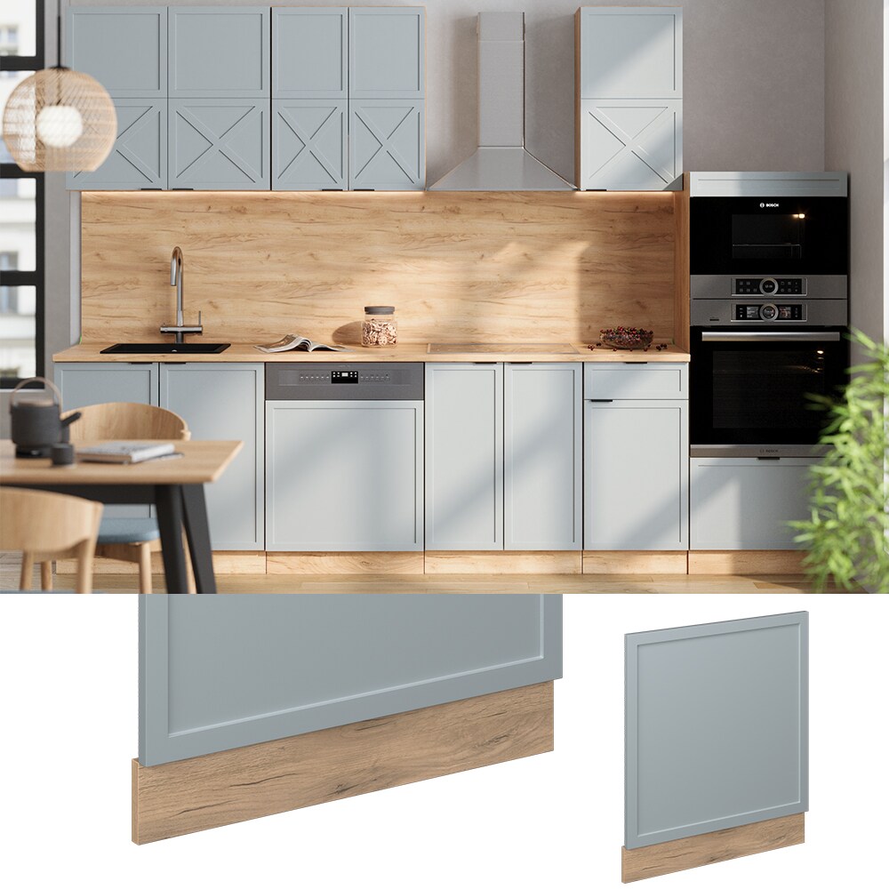 Vicco Geschirrspülerblende Fame-Line Eiche Hellblau-Grau gerahmt 60 cm ohne Arbeitsplatte