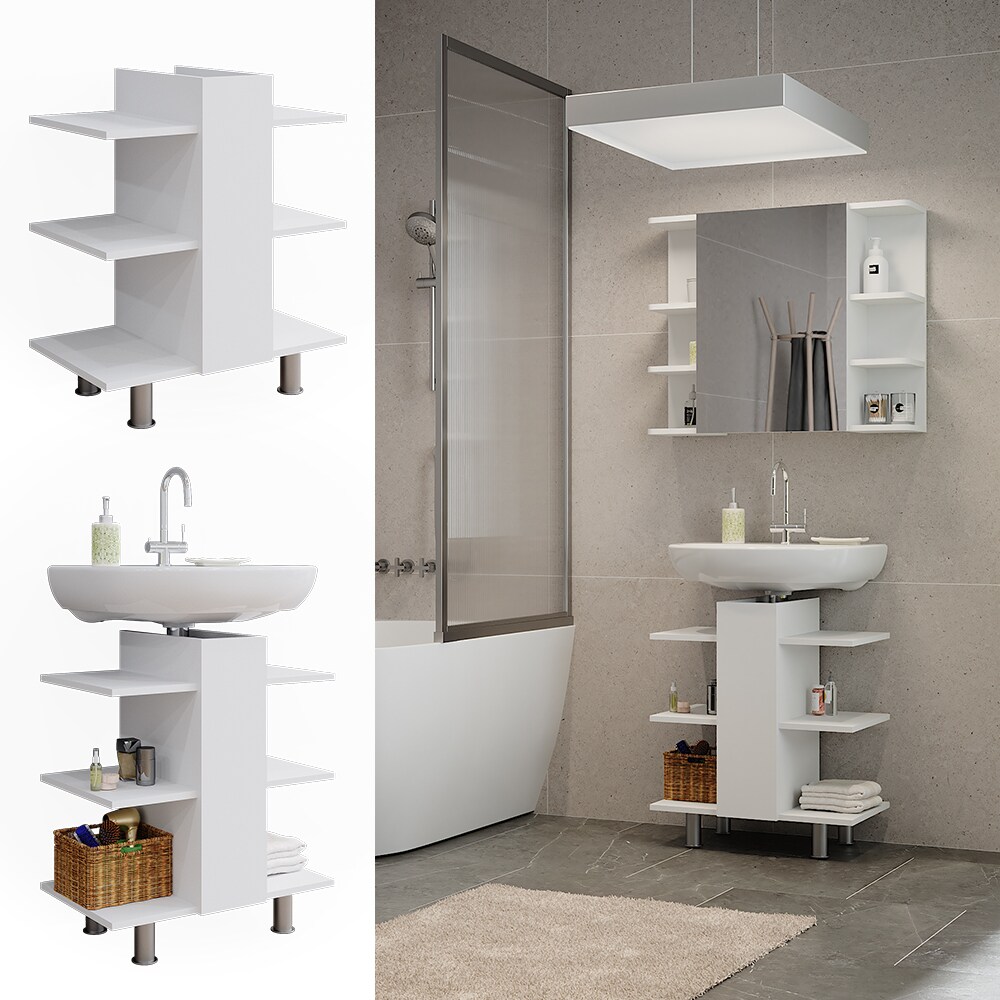 Vicco Waschbeckenunterschrank Fynn Weiß 60 x 70 cm mit 6 Ablagen | 04066731448579