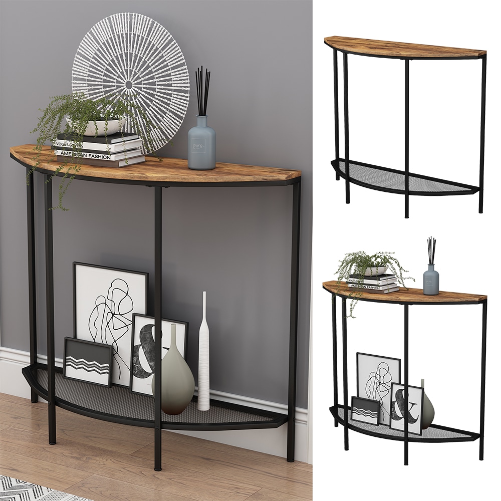 Vicco Wohnzimmertisch Fyrk Eiche Schwarz 92 x 81,5 cm mit offener Ablage - Bild 1