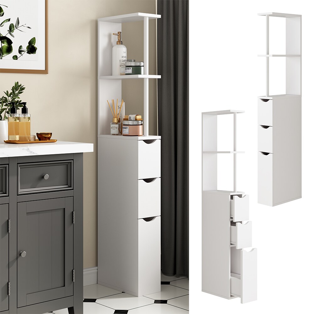 Vicco Badschrank Vera Weiß 15 x 137 cm mit 3 Schubladen | 04066731448593