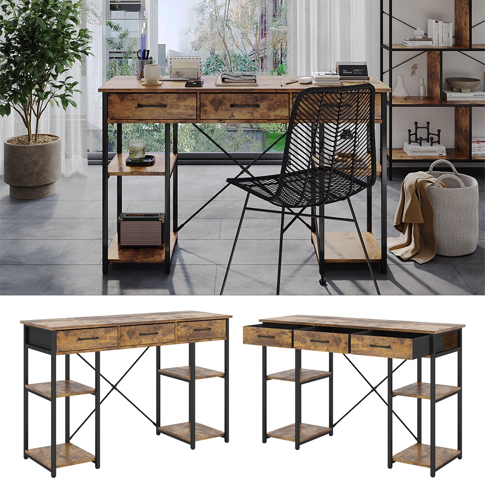 Vicco Schreibtisch Chino Eiche 120 x 78 cm mit 3 Schubladen - Bild 1