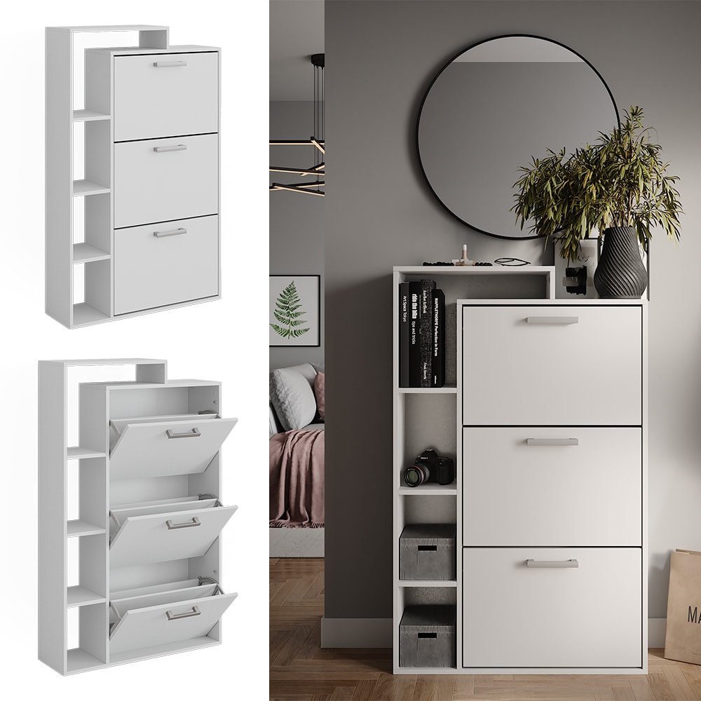 Vicco Schuhkipper Orlando Wei&szlig; 80 x 128,3 cm mit 3 F&auml;chern - Bild 1