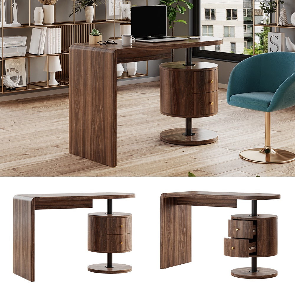 Vicco Schreibtisch Lara Eiche rustikal 120 x 50 cm mit 2 Schubladen - Bild 1