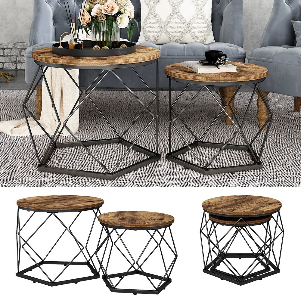 Vicco Couchtisch-Set Fyrk Eiche 50 x 50 cm 2 Teile - Bild 1