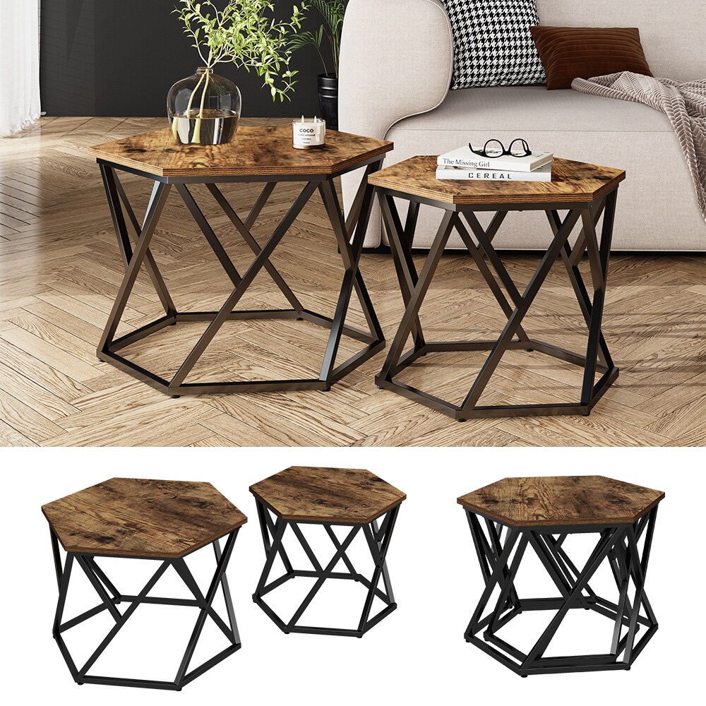 Vicco Couchtisch-Set Fyrk Eiche 57 x 42 cm 2 Teile - Bild 1