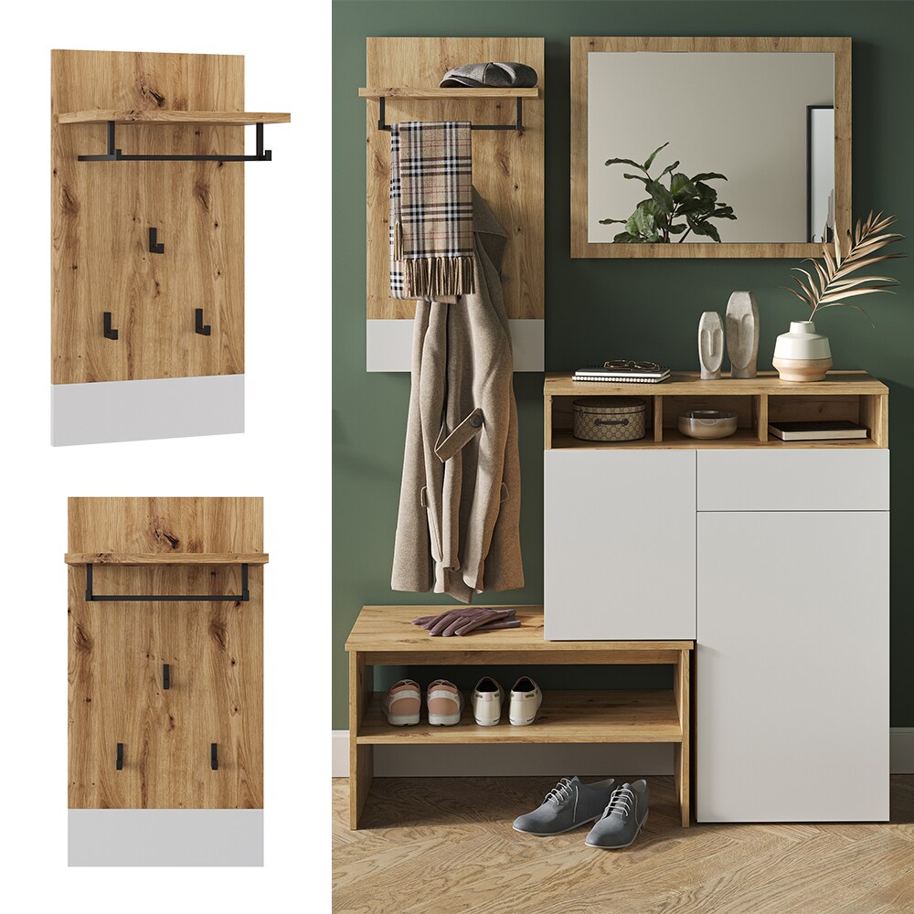 Vicco Wandgarderobe Selena Eiche Wei&szlig; 44 x 83 cm - Bild 1