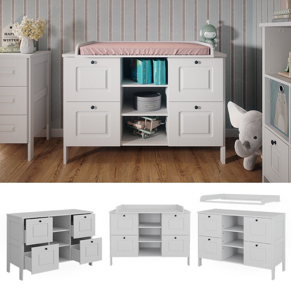 Vitalispa Wickelkommode Ajaton Weiß 133 x 98,4 cm mit 4 Schubladen | 04066731450060